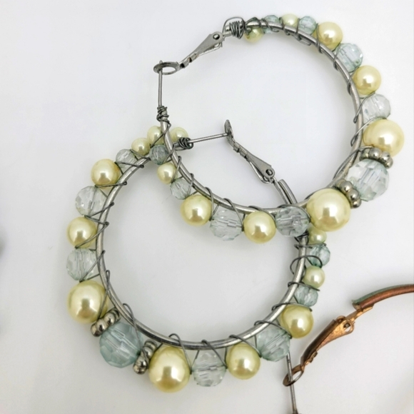 Lot of 8 Blue Silver & Gold Tone Vintage Earrings Set + NIP Bracelet - Picture 9 of 10